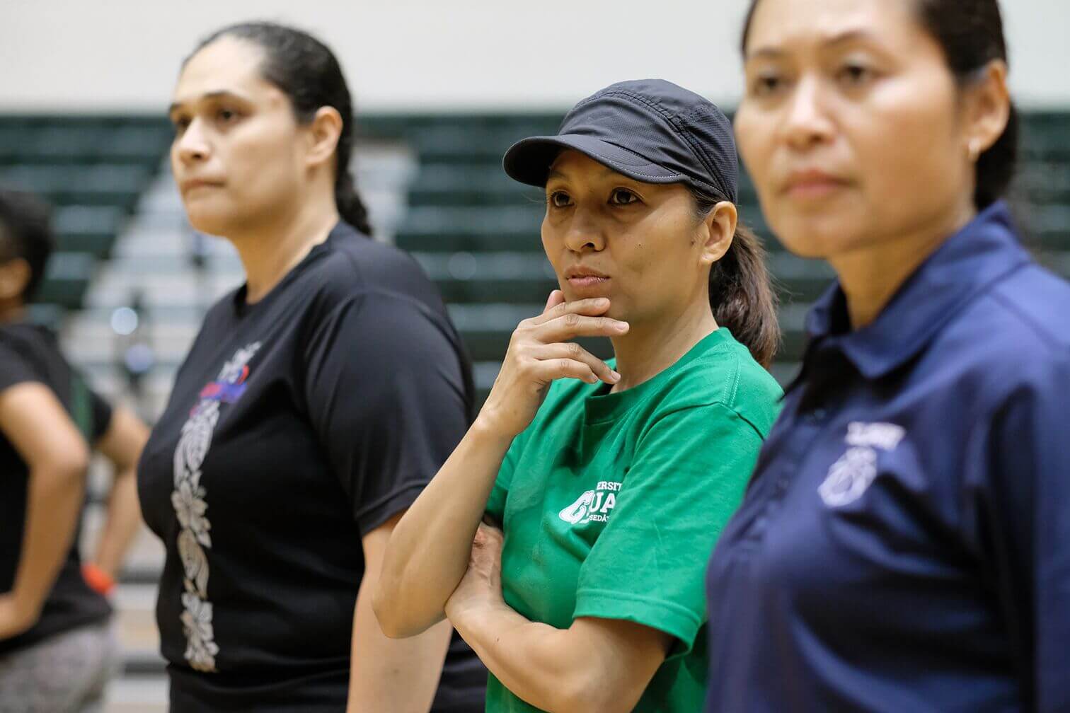 Coach Cecile Olandez and Susan Rechebong Lupola oversee tryouts 