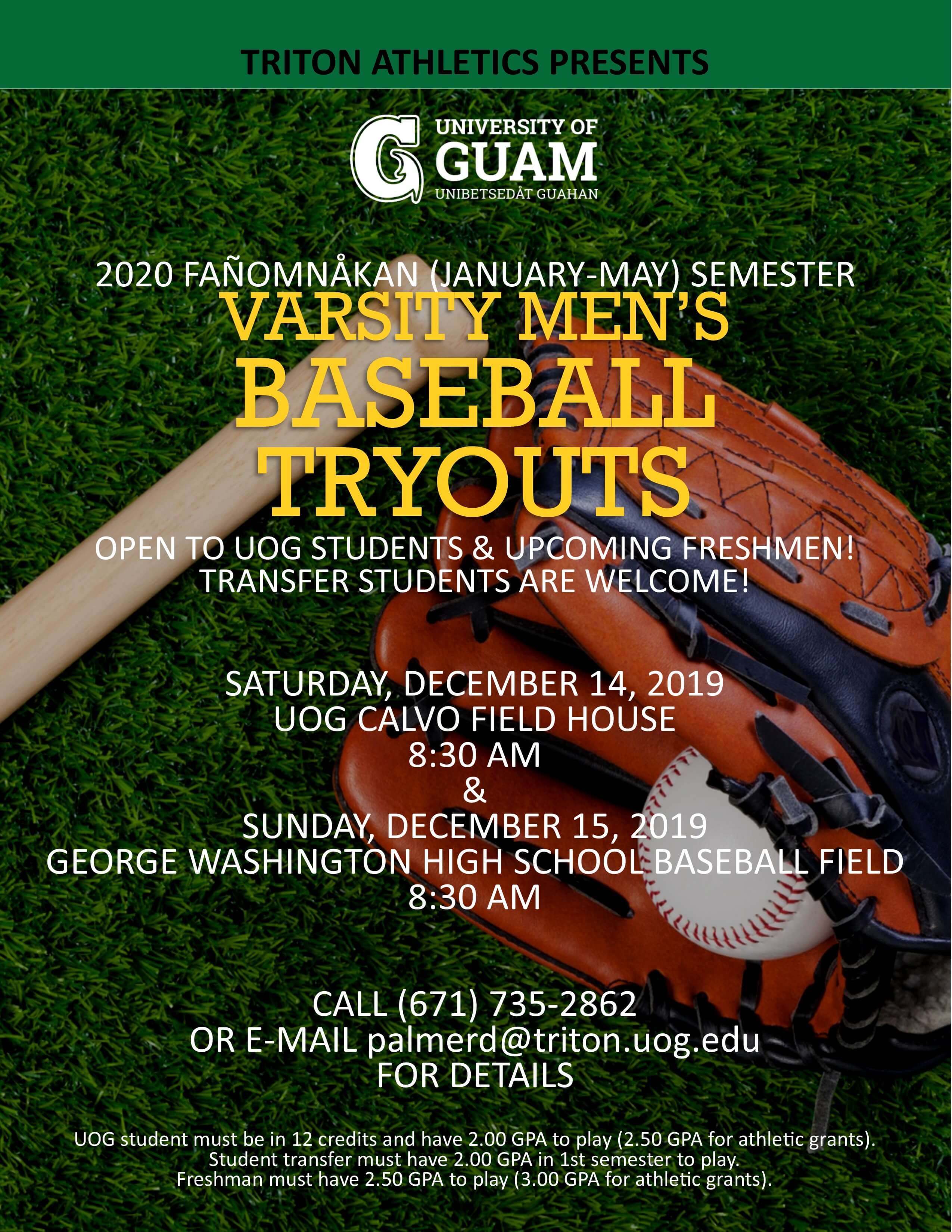 Baseball Tryouts flyer