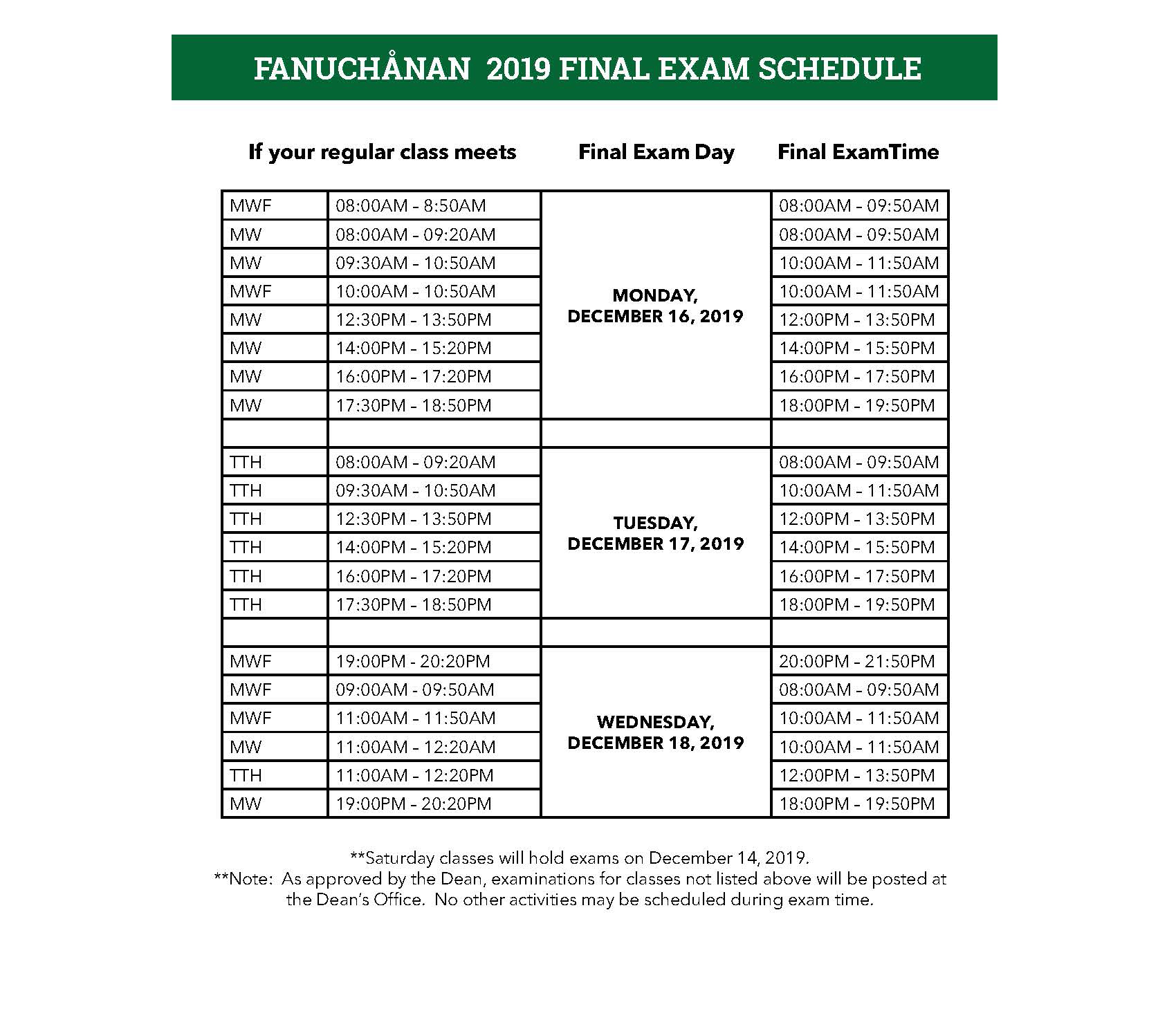 Final exams are dec 16-18