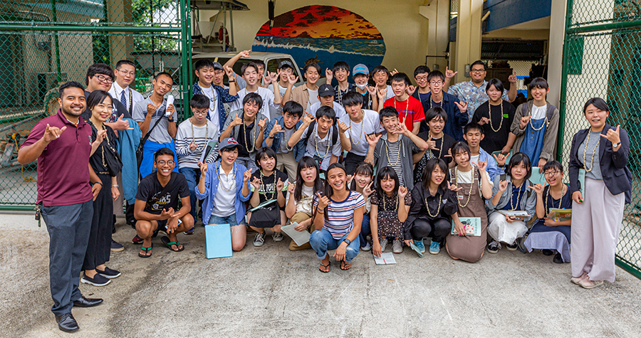 Kyoto high school and UOG students touring the Marine Lab at UOG