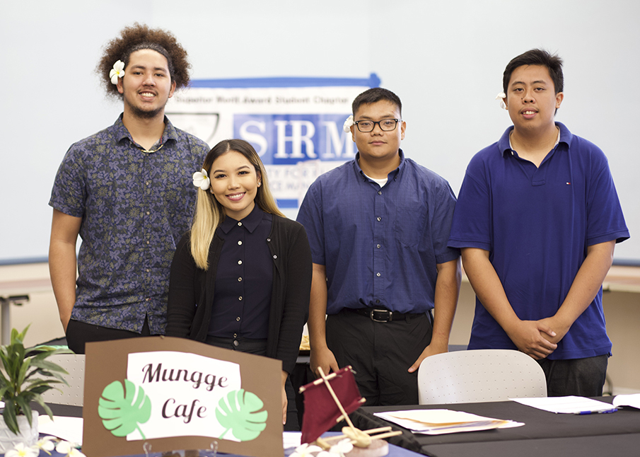 Human resources majors Isaiah Macias, Meagan Obispo, and Amos Dumapat.