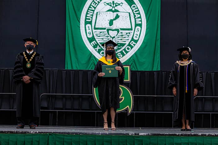 2020 Valedictorian with UOG President and SVP