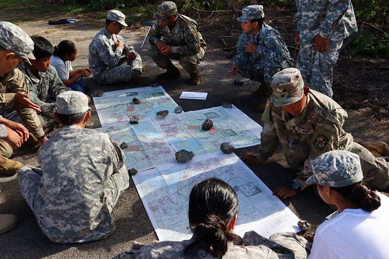 University of Guam ROTC cadets train Tinian High School Junior ROTC cadets