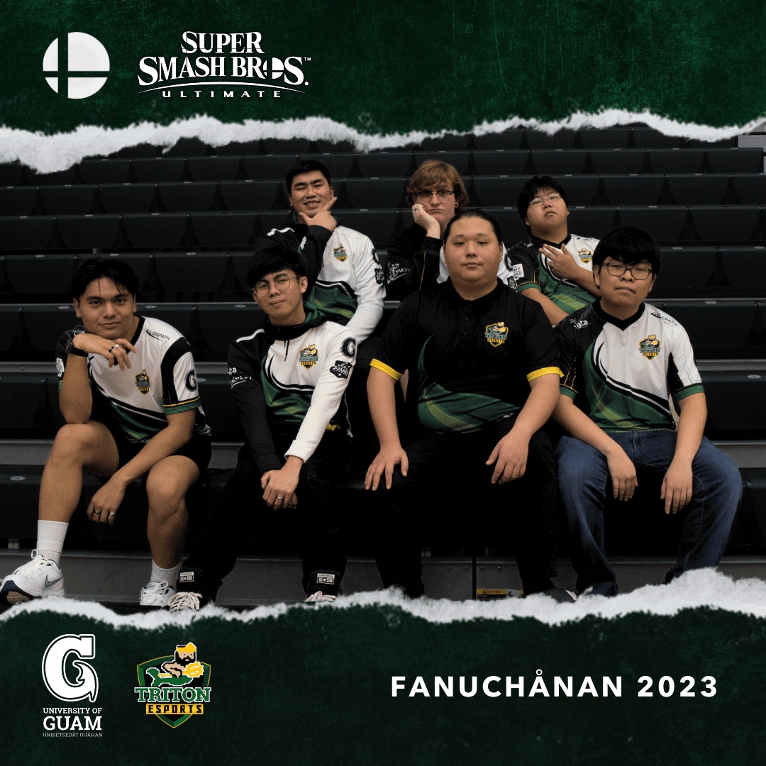 Group photo of UOG Triton Esports SSBU athletes for Fanuchånan 2023 semester.