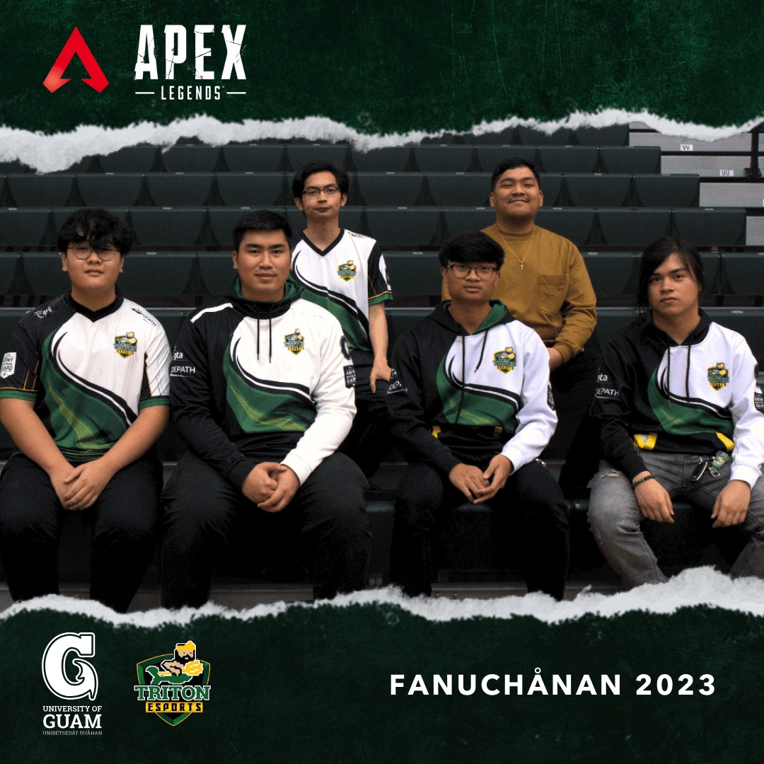 Group photo of UOG Triton Esports APEX Legends athletes for Fanuchånan 2023 semester.