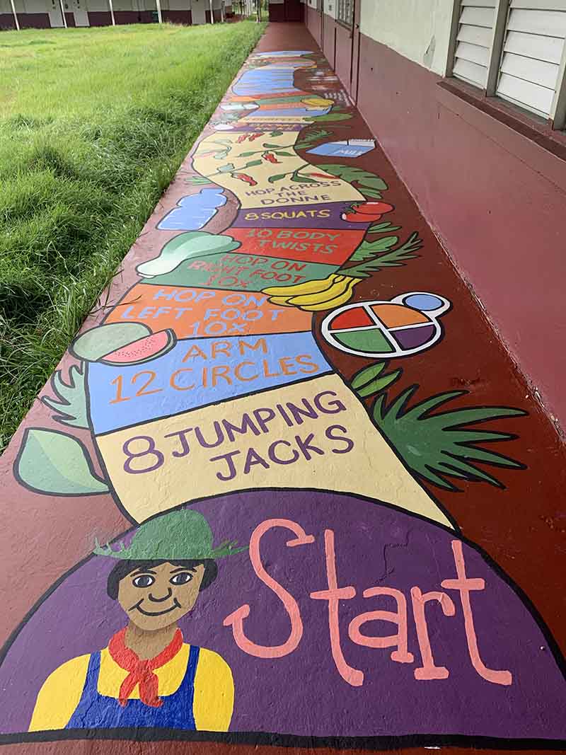 Photo of a painted gameboard on a school playground