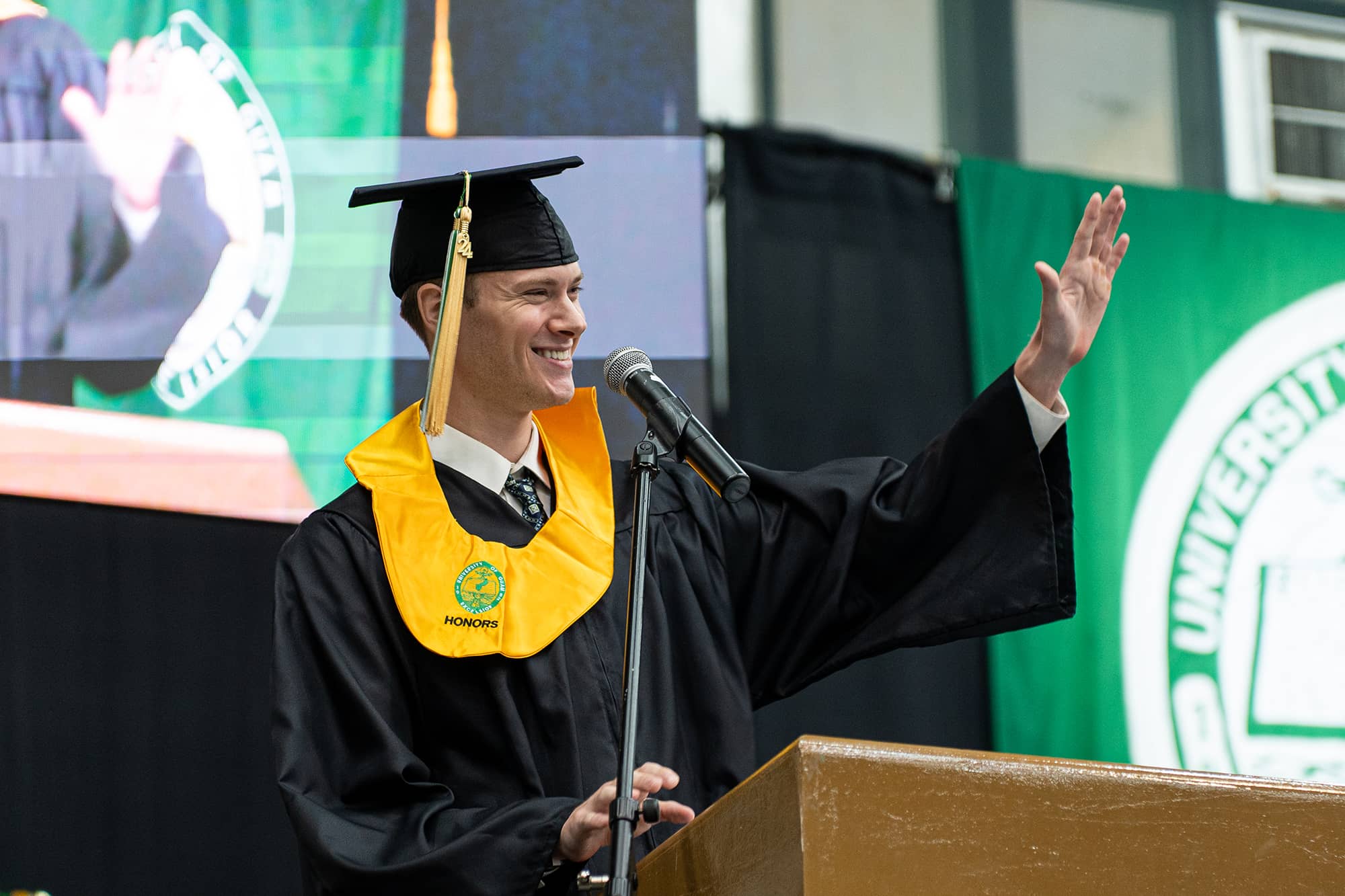 Hunter Sidell, co-valedictorian of the University of Guam Class of Fañomnåkan 2024