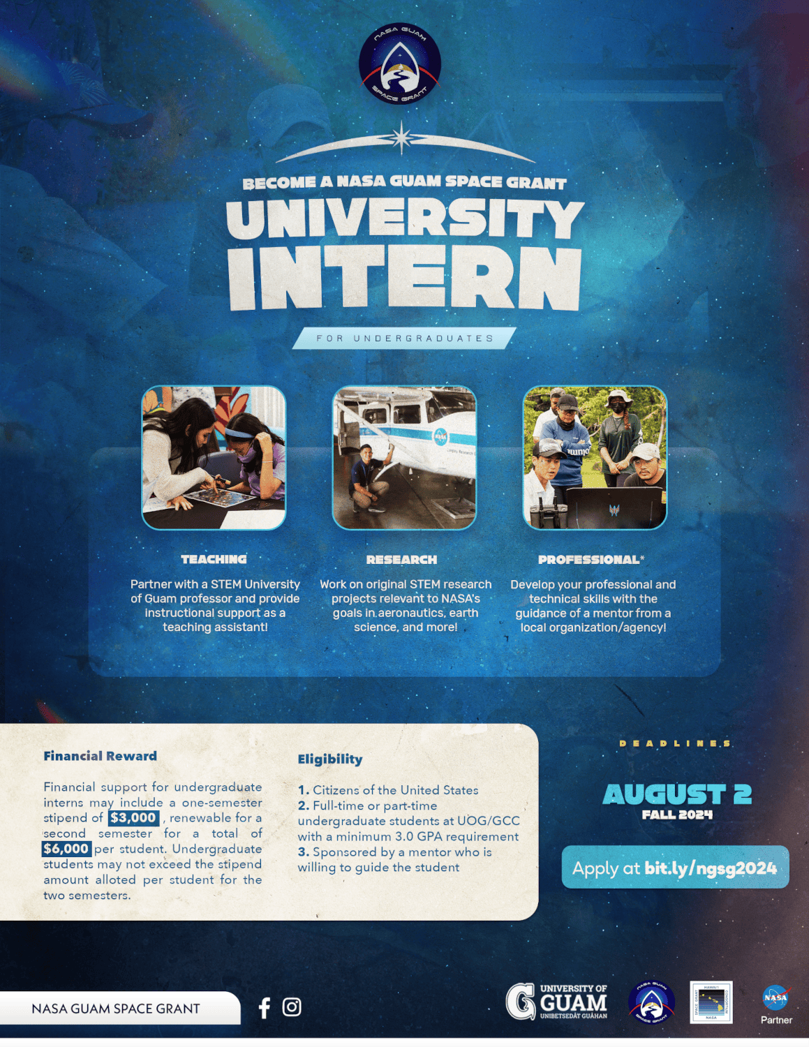 NASA Guam Space Grant internship flyer