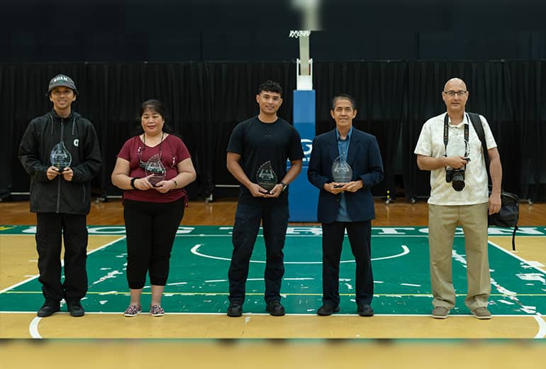 Newest Athletic Hall of Fame members pose for a photo