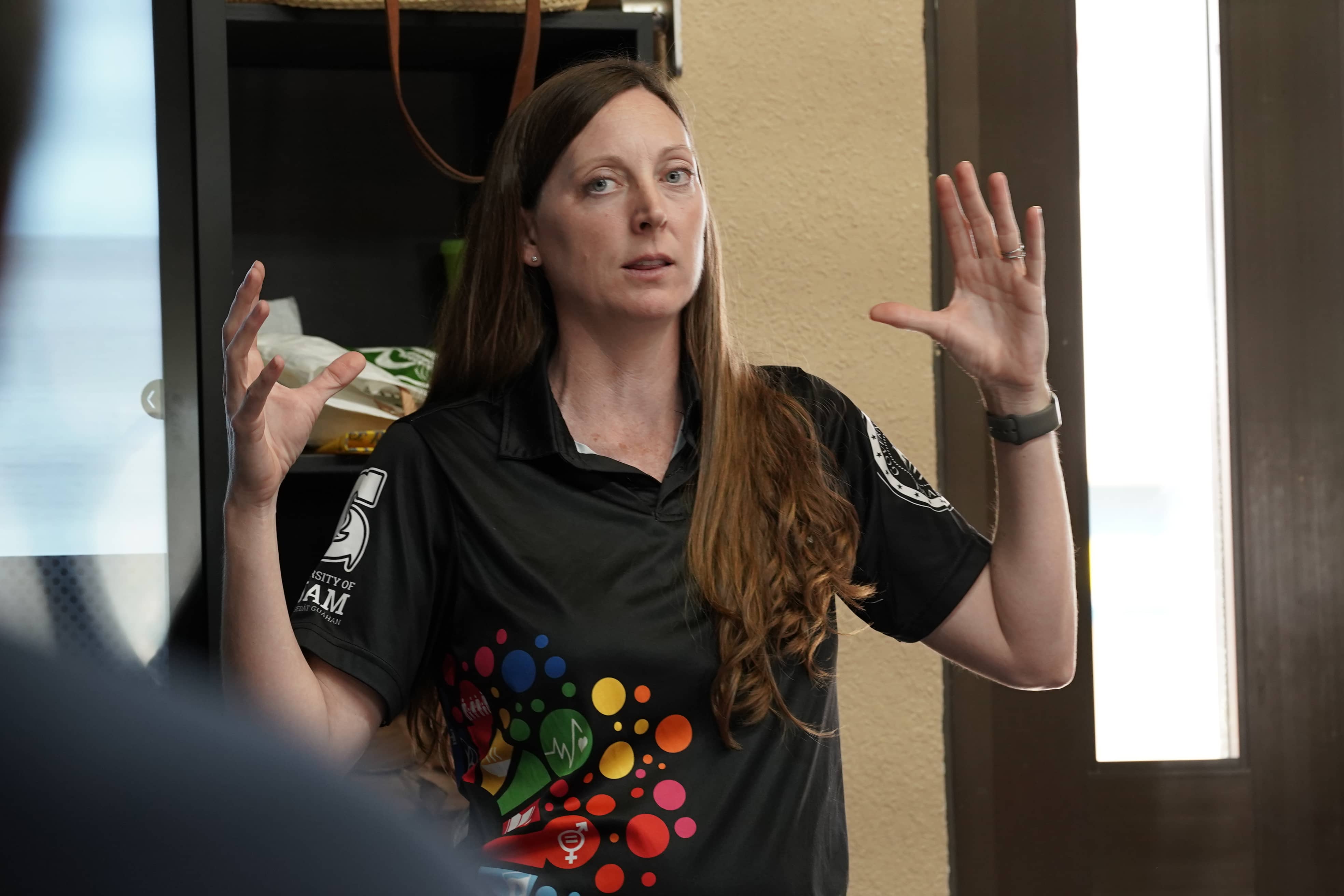 Guam Green Growth Makerspace Coordinator Emily Wendte discusses the project at a recent workshop held at the space.  The venue will play host to a joint computer repair two-day workshop hosted by Guam Green Growth and Mactech Guam. 